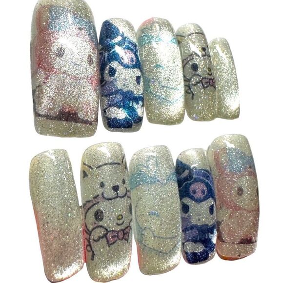 10PcsâPressâOn
Nails/silverâGlittersâprintâstatementânailsâinspiredâbyâmyâmelody - Picture 15 of 17